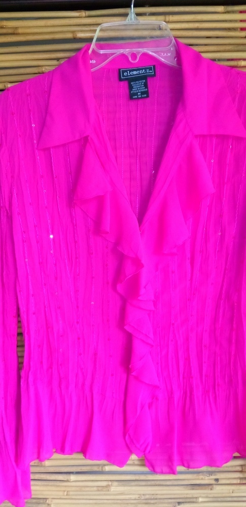 Elementz M Pink Ruffled Sequined Top
